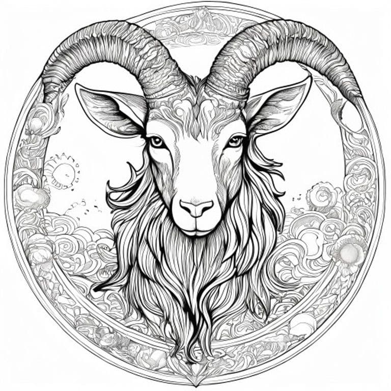 Capricorn Mandala Coloring Page