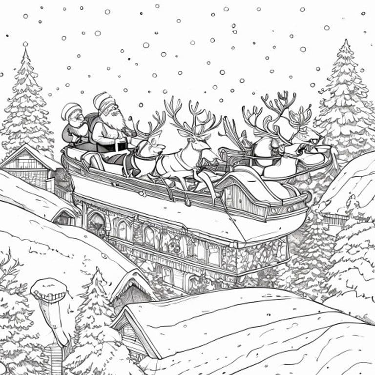 Santa's Sleigh Coloring Page