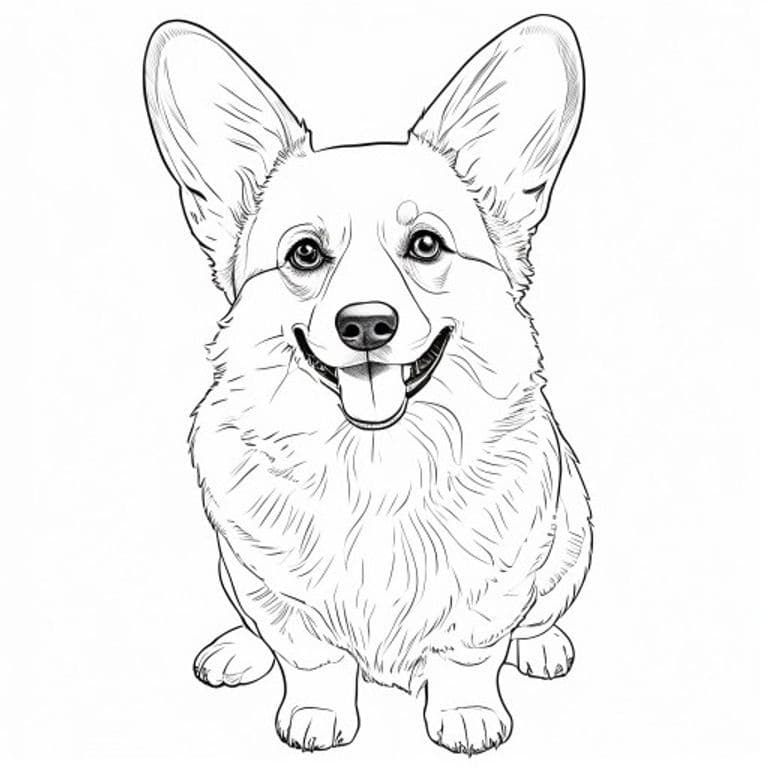 Corgi Coloring Page