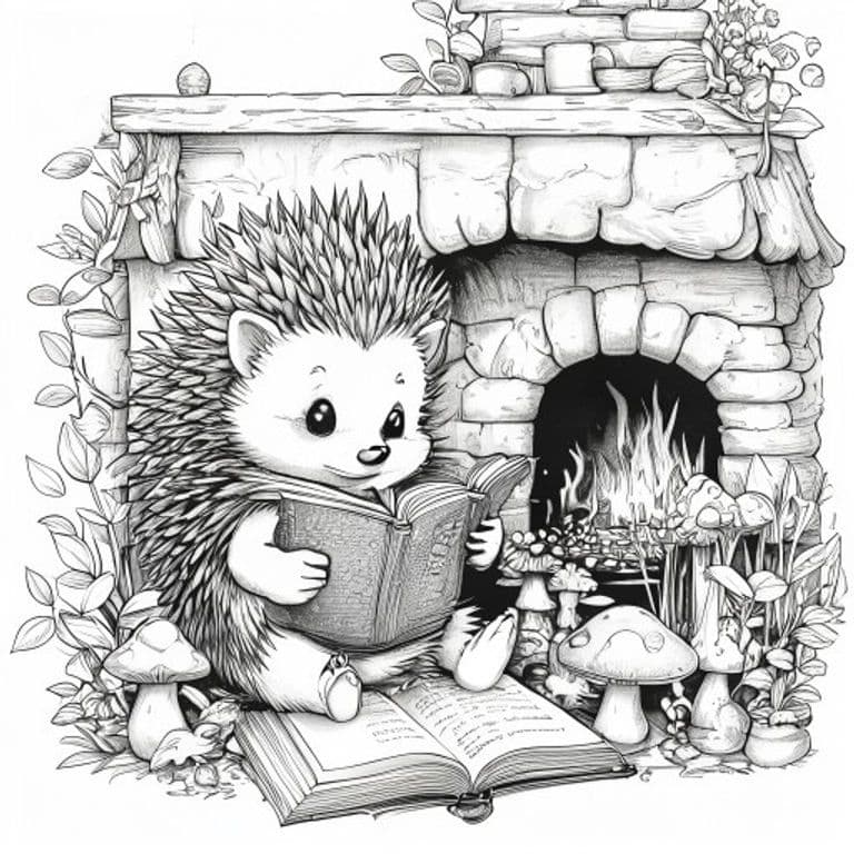 Cozy Hedgehog Coloring Pages