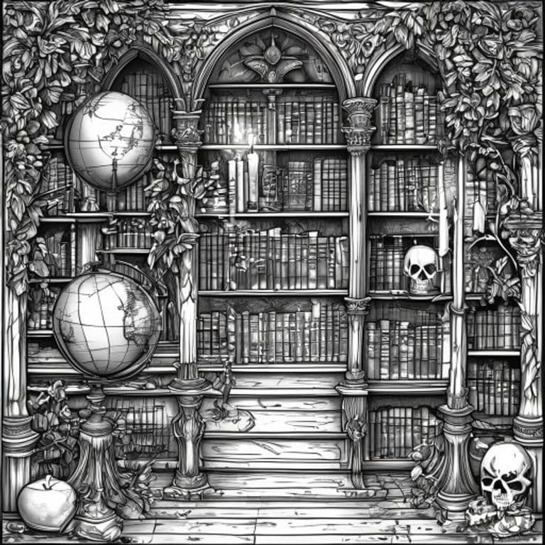 Dark Academia Coloring Pages