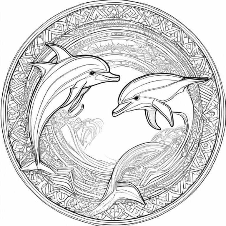 Dolphin Mandala Coloring Page