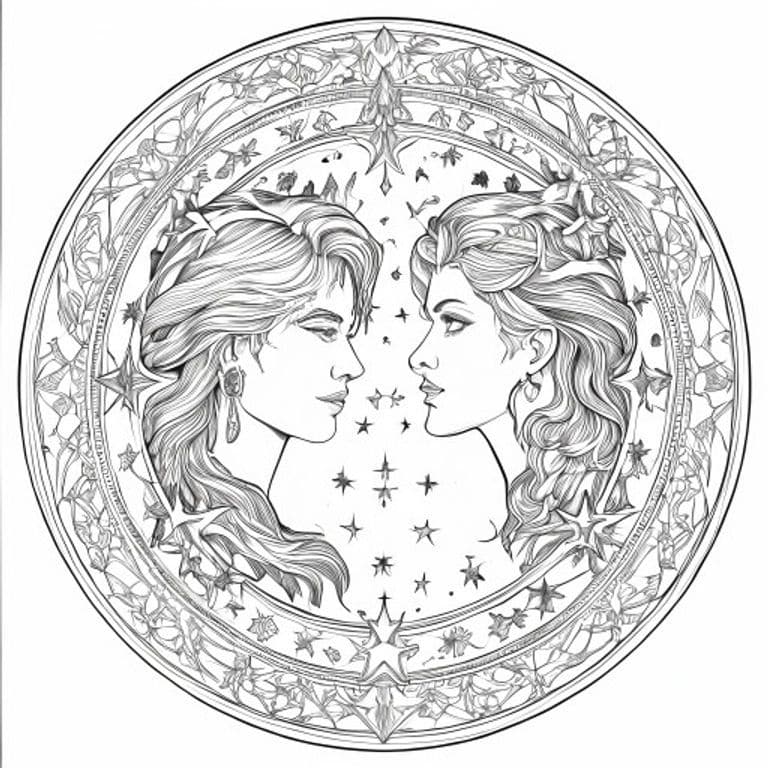 Gemini Mandala Coloring Page