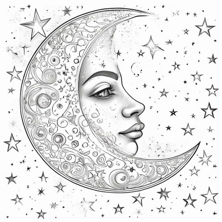 Moon and Stars Coloring Pages