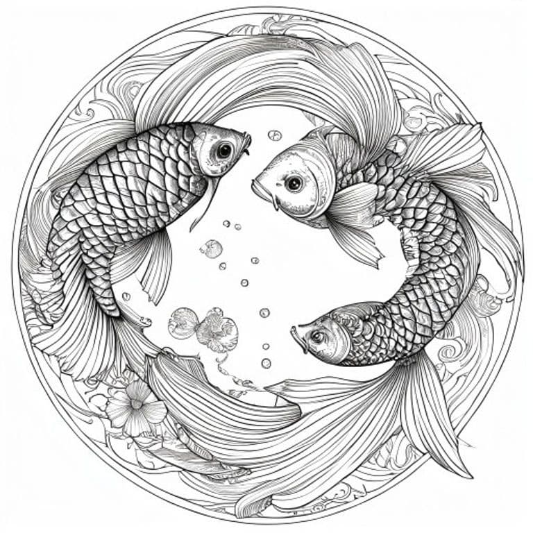 Pisces Mandala Coloring Page