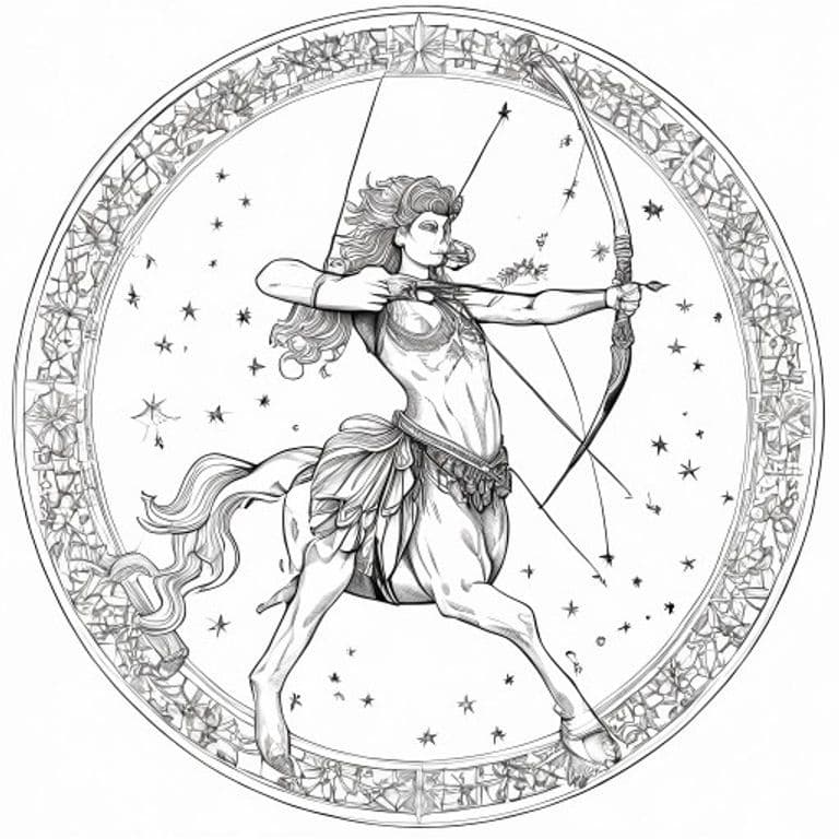 Sagittarius Mandala Coloring Page