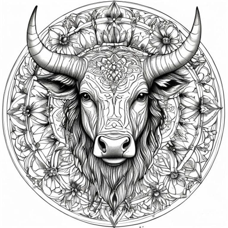 Taurus Mandala Coloring Page