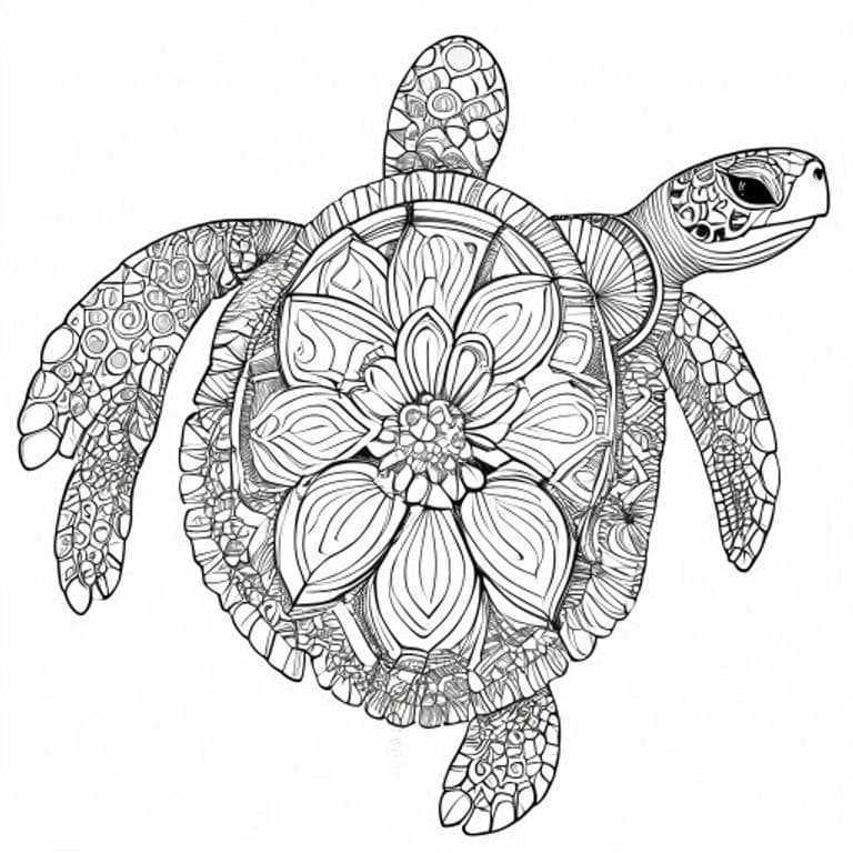 Turtle Mandala Coloring Page