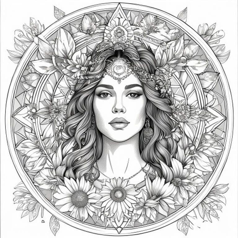Virgo Mandala Coloring Page